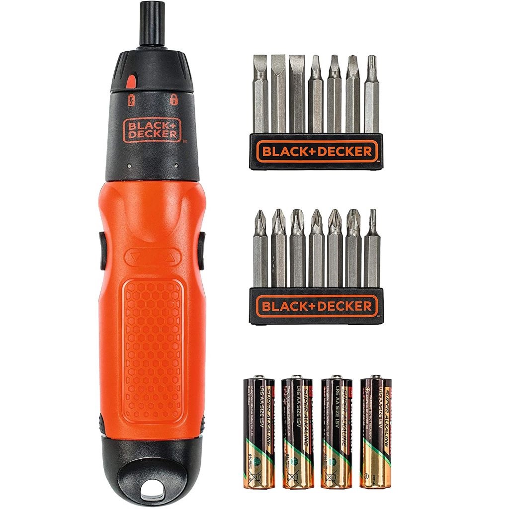 BLACK & DECKER A7071-XJ ALKALINE SCREWDRIVER SET ELECTRIC 54 PIECES TOOL  BOX 4AA BATTERY EASY USE SAFETY MINI TOOL