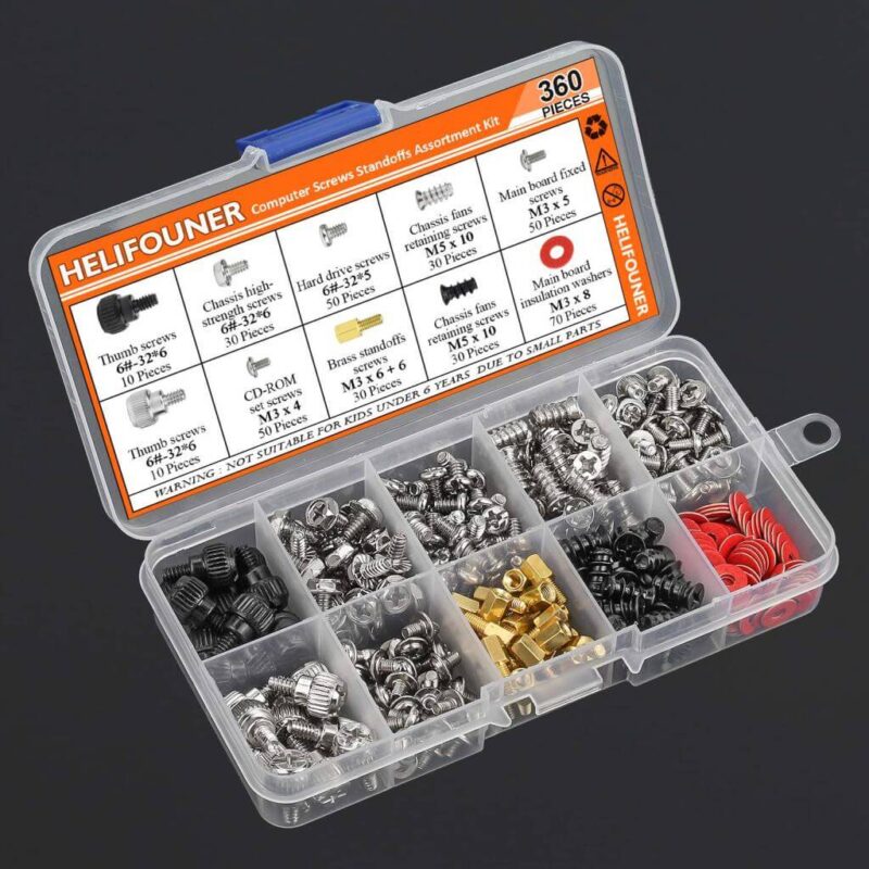 360 Pieces Computer Standoffs Screws Assortment Kit