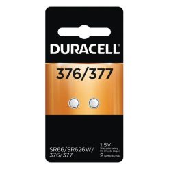 Duracell Silver Oxide 376377 Electronic Watch Battery 1.5V 2 Pack