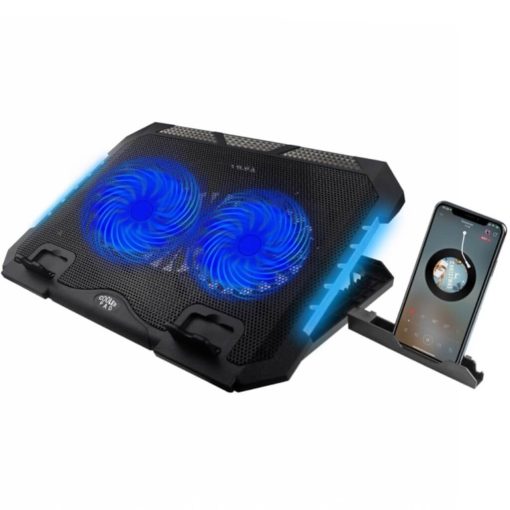 S900 RGB Adjustable Gaming Cooler Pad For 17 Inch Laptop With Dual USB Ports And Mobile Phone Holder