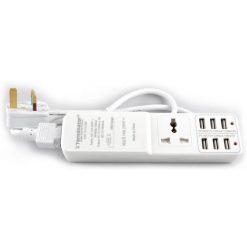 Universal Extension 1 Way Socket 6 USB Ports DC 5V 4400mA 2M Detachable Cable